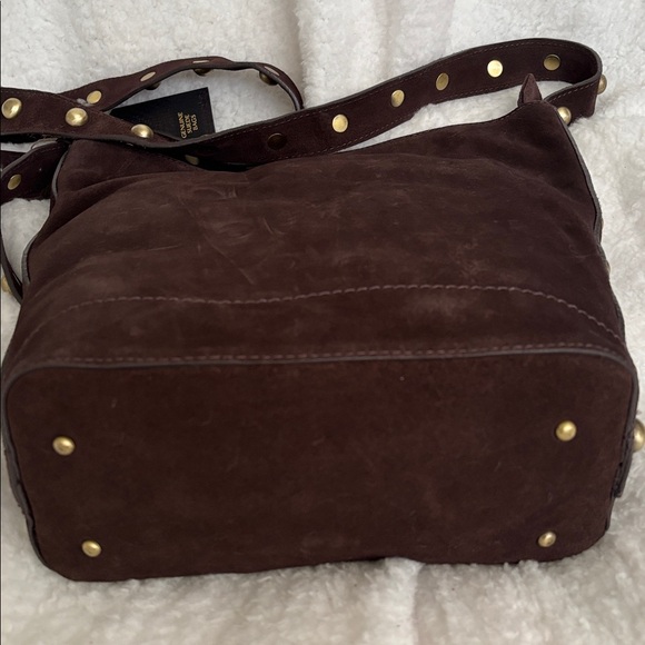 Elegant Suede Dark Chocolate Shoulder Bag - Picture 4 of 7
